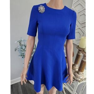 Banana Republic Factory Cobalt Blue Fit Flare Paneled Mini Dress size 00 Petite